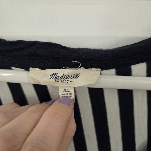 Madewell Striped Long Sleeve V-Neck Top - Picture 2 of 6